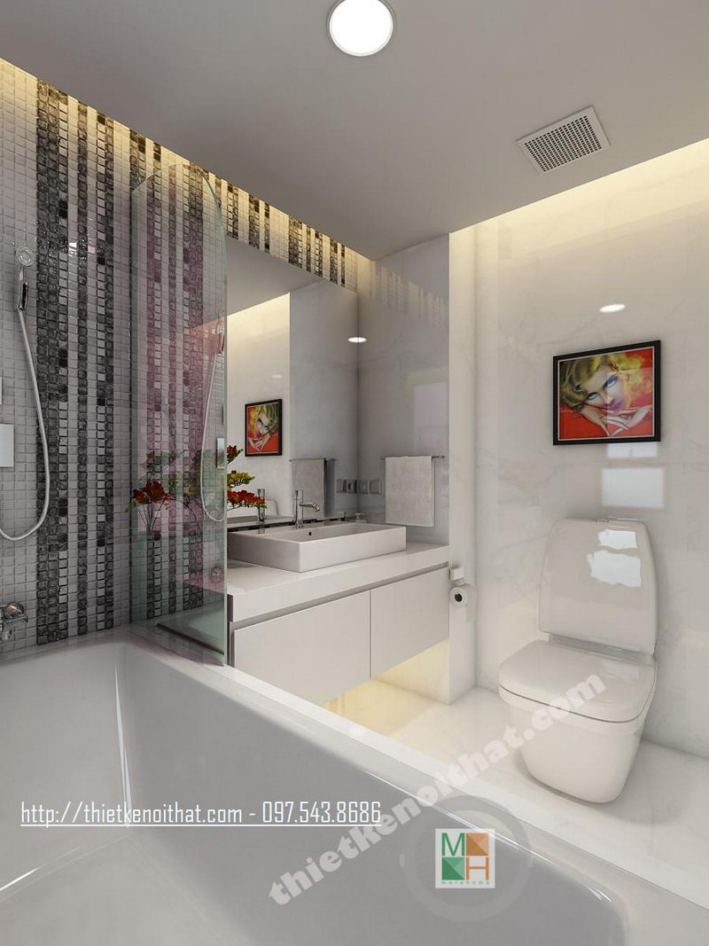 Thiết kế nội thất phòng tắm chung cư Golden Palace Mễ Trì Nam Từ Liêm Hà Nội